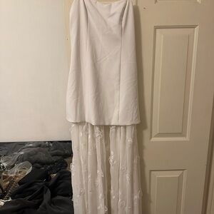 Abercrombie & Fitch White Maxi Dress with Sheer Floral Skirt